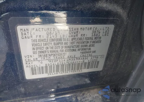 2019 Nissan Sentra S from USA, damaged, VIN 3N1AB7AP5KY404751